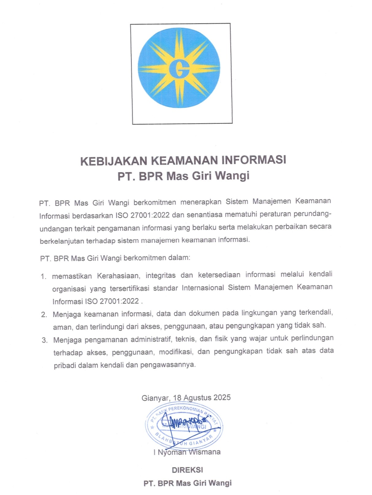 Kebijakan Keamanan Informasi